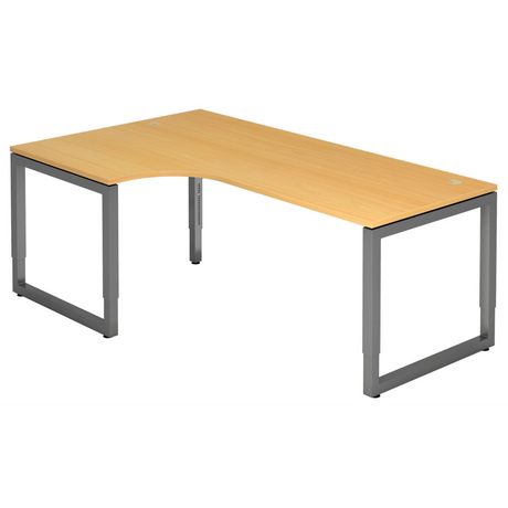 Bureau réglable en hauteur REGO 82 G aspect hêtre avec piètement graphite de hjh OFFICE PRO