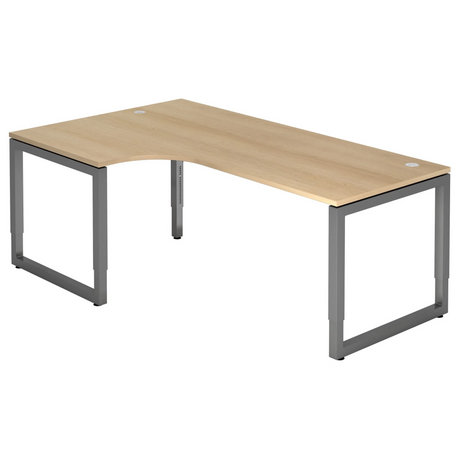 Bureau en L REGO 82 G aspect chêne avec structure gris graphite de hjh OFFICE PRO