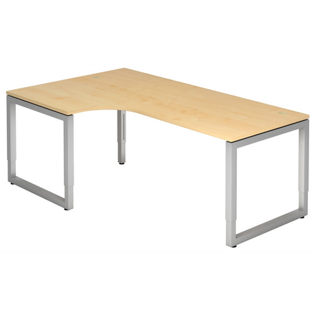 Bureau en L REGO 82 S aspect érable avec structure argentée de hjh OFFICE PRO
