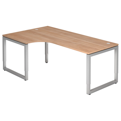 Bureau en L REGO 82 S effet noyer avec structure argentée de hjh OFFICE PRO