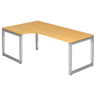 Bureau en L REGO 82 S aspect hêtre avec structure argentée de hjh OFFICE PRO