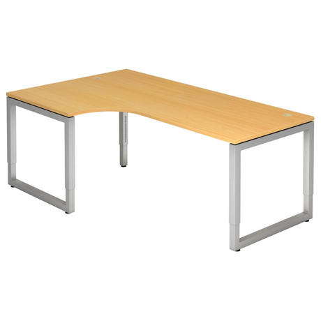 Bureau en L REGO 82 S aspect hêtre avec structure argentée de hjh OFFICE PRO