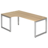 Bureau en L réglable en hauteur REGO 82 S effet chêne avec structure argentée de hjh OFFICE PRO