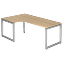 Bureau en L réglable en hauteur REGO 82 S effet chêne avec structure argentée de hjh OFFICE PRO