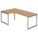 Bureau en L REGO 82 S en chêne rustique avec piétement argenté de hjh OFFICE PRO