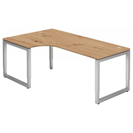 Bureau en L REGO 82 S en chêne rustique avec piétement argenté de hjh OFFICE PRO