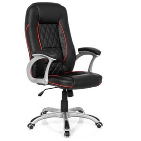 Fauteuil Gamer RELAX AB100 en noir avec bandes décoratives rouges et motif surpiqué de MyBuero