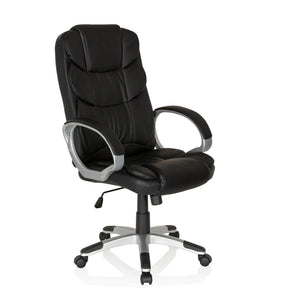 Siège de direction pour bureau à domicile RELAX BY155 noir avec revêtement en similicuir et piètement argenté de MyBuero