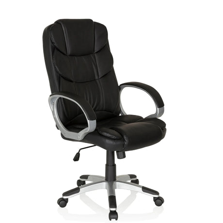Siège de direction pour bureau à domicile RELAX BY155 noir avec revêtement en similicuir et piètement argenté de MyBuero
