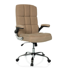 Siège de direction pour bureau à domicile RELAX WD 100 avec revêtement en velours côtelé beige et base brillante de MyBuero
