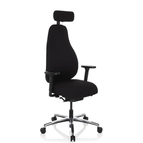 Siège de bureau haut de gamme RESISTIO avec revêtement noir, appui-tête et accoudoirs de hjh OFFICE