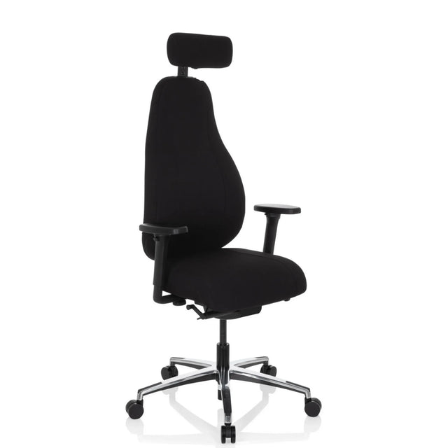 Siège de bureau haut de gamme RESISTIO avec revêtement noir, appui-tête et accoudoirs de hjh OFFICE