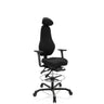 Chaise de comptoir noire RESISTIO WORK avec appuie-tête, repose-pieds et piètement à roulettes de hjh OFFICE