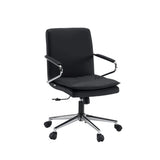 Siège de bureau à domicile Rovento noir avec accoudoirs chromés et cinq roulettes de hjh OFFICE