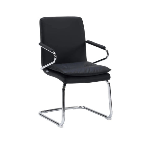 Chaises cantilever Rovento V noires avec structure en chrome brillant et assise rembourrée de hjh OFFICE