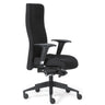 Siège de direction de luxe ROVO XP avec revêtement en tissu noir, accoudoirs et piètement à roulettes de Rovo Chair