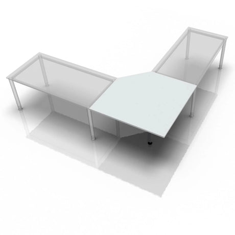 Plateau trapézoïdal gris RT12 G avec piétement blanc en L de hjh OFFICE PRO
