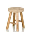 Tabouret marron RUSTIKO W en bois clair avec une assise ronde et quatre pieds de hjh LIVING