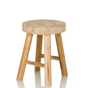 Tabouret marron RUSTIKO W en bois clair avec une assise ronde et quatre pieds de hjh LIVING