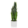 Plante artificielle SANSEVIERIA verte avec de longues feuilles dans un cache-pot blanc de hjh OFFICE
