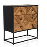 Buffet SANTJAGO BLACK SUN L avec tiroirs couleur bois aspect chevron et structure en métal noir de hjh LIVING