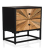 Buffet SANTJAGO BLACK SUN S avec cadre noir et deux tiroirs couleur bois au design rayons de soleil de hjh LIVING