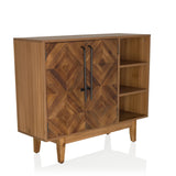 Commode SANTJAGO WOOD L aspect bois foncé avec portes à motif de losanges et étagère ouverte de hjh LIVING