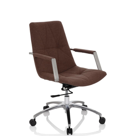 Siège de bureau à domicile SARANTO II avec revêtement en tissu marron moyen et piètement argenté de hjh OFFICE