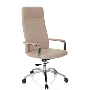Siège de bureau à domicile SARANTO PLUS I avec revêtement en tissu beige et piètement brillant de hjh OFFICE