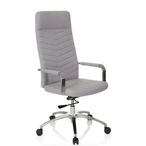 Siège de bureau à domicile SARANTO PLUS en gris clair avec dossier matelassé et pied en aluminium de hjh OFFICE
