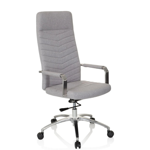 Siège de bureau à domicile SARANTO PLUS en gris clair avec dossier matelassé et pied en aluminium de hjh OFFICE
