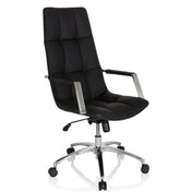 Siège de direction pour bureau à domicile SARANTO PRO en cuir noir avec surpiqûres et piètement en aluminium de hjh OFFICE
