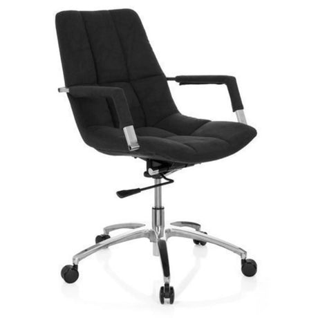 Siège de bureau à domicile SARANTO avec revêtement en tissu noir et piètement brillant de hjh OFFICE
