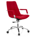 Siège de bureau à domicile SARANTO avec revêtement en tissu rouge et pied en étoile argenté de hjh OFFICE
