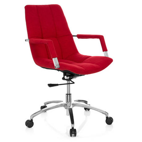 Siège de bureau à domicile SARANTO avec revêtement en tissu rouge et pied en étoile argenté de hjh OFFICE