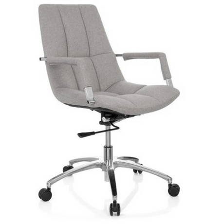 Siège de bureau à domicile SARANTO avec revêtement en tissu gris clair et pied chromé de hjh OFFICE