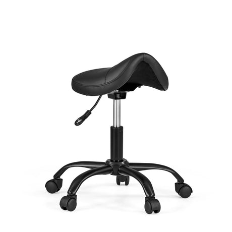Tabouret assis-debout Sattix en noir avec vérin à gaz réglable et cinq roulettes de hjh OFFICE