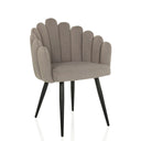 Chaise de salle à manger grise SCALLORE avec dossier en forme de coquillage et pieds noirs de hjh LIVING