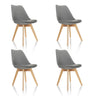 Lot de quatre chaises à coque SCANDI 4 grises avec pieds en bois clair de hjh OFFICE