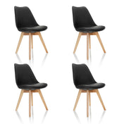 Quatre chaises à coque SCANDI 4 noires avec pieds en bois clair de hjh OFFICE