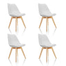 Lot de quatre chaises à coque SCANDI 4 blanches avec pieds en bois clair de hjh OFFICE