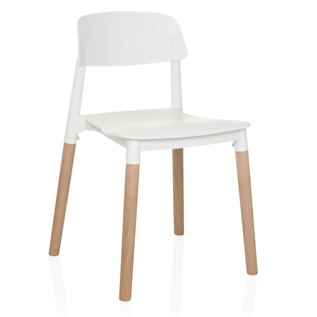 Chaise à quatre pieds SCANDI E blanche avec pieds en bois clair et dossier incurvé de hjh LIVING
