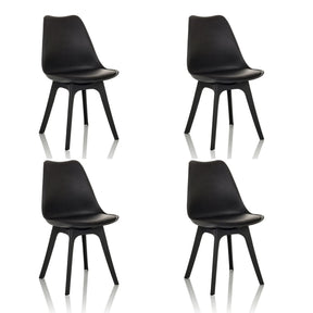Quatre chaises à coque noires SCANDI P au design minimaliste avec quatre pieds de hjh OFFICE