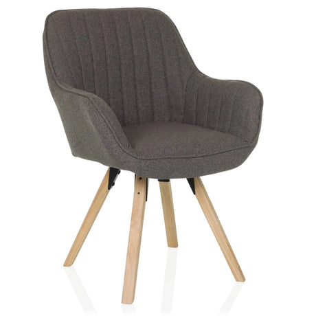 Chaise rembourrée SCANDI SOFT gris foncé avec dossier matelassé et pieds en bois clair de hjh LIVING