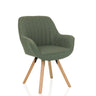Chaise rembourrée SCANDI SOFT en vert sauge avec surpiqûres verticales et quatre pieds en bois de hjh LIVING