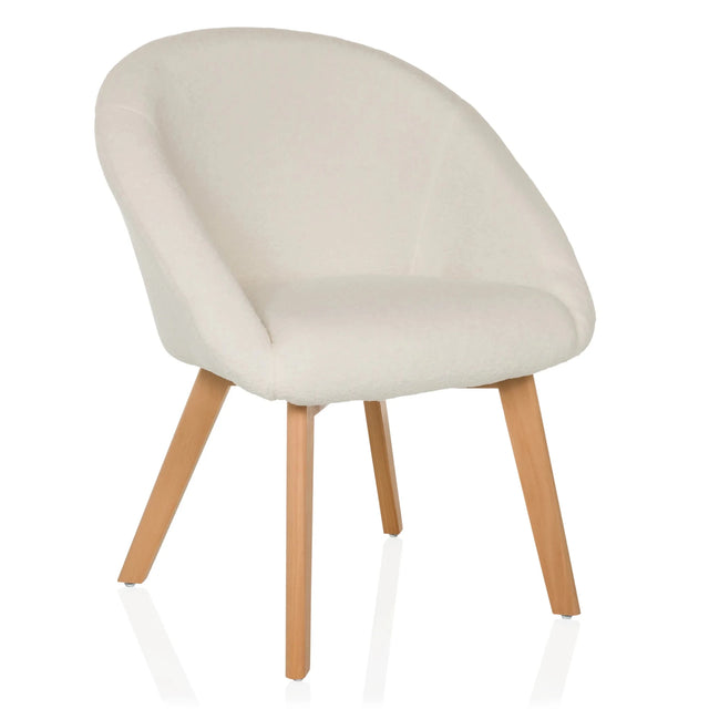 Chaise rembourrée SCANDI TED avec housse blanche et quatre pieds en bois clair de hjh LIVING