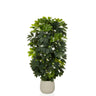 Plante artificielle Schefflera 2 verte aux feuilles denses dans un pot beige simple de hjh OFFICE
