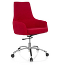 Siège de bureau à domicile SHAKE 100 avec revêtement en tissu rouge et pied en étoile en métal poli de hjh OFFICE