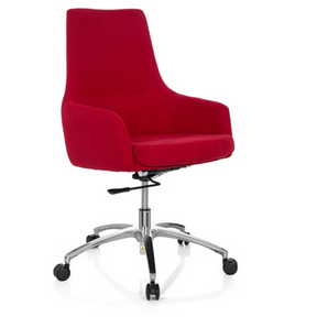 Siège de bureau à domicile SHAKE 100 avec revêtement en tissu rouge et pied en étoile en métal poli de hjh OFFICE