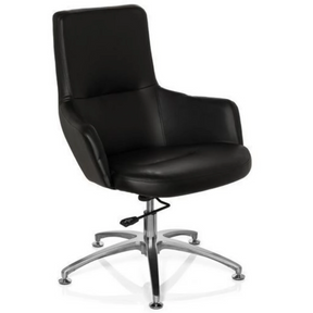 Fauteuil de salon SHAKE 300 noir avec revêtement en similicuir et pied en étoile brillant de hjh OFFICE